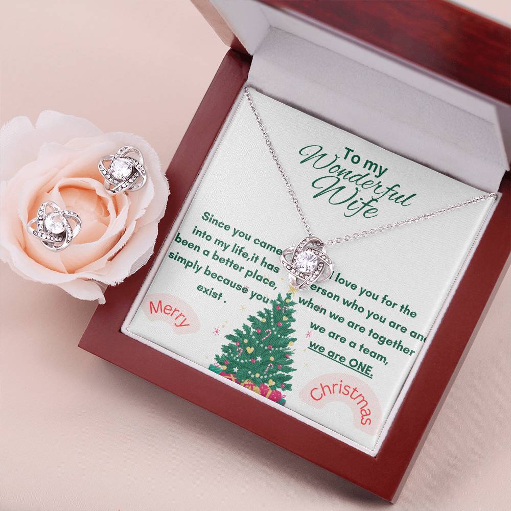The Beautiful Love Knot Necklace with Matching Earrings