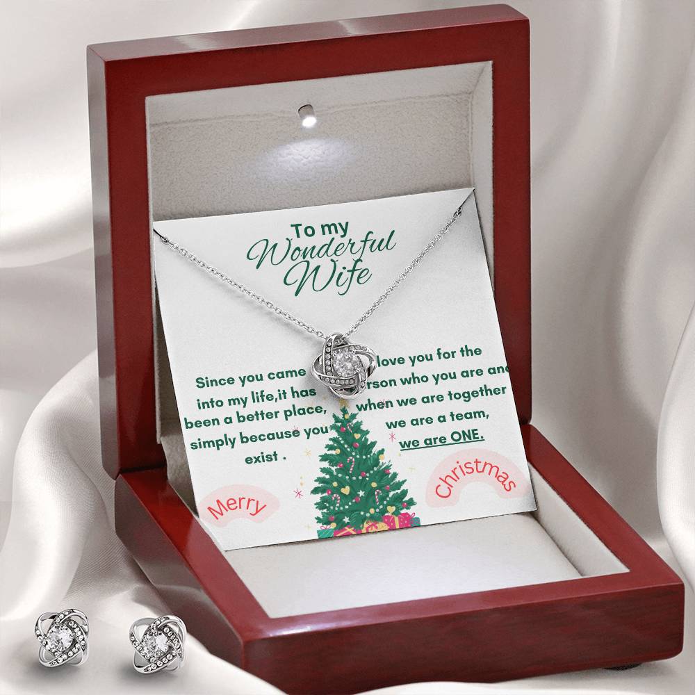 The Beautiful Love Knot Necklace with Matching Earrings