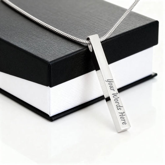 Engraved 4 sided Stick Necklace