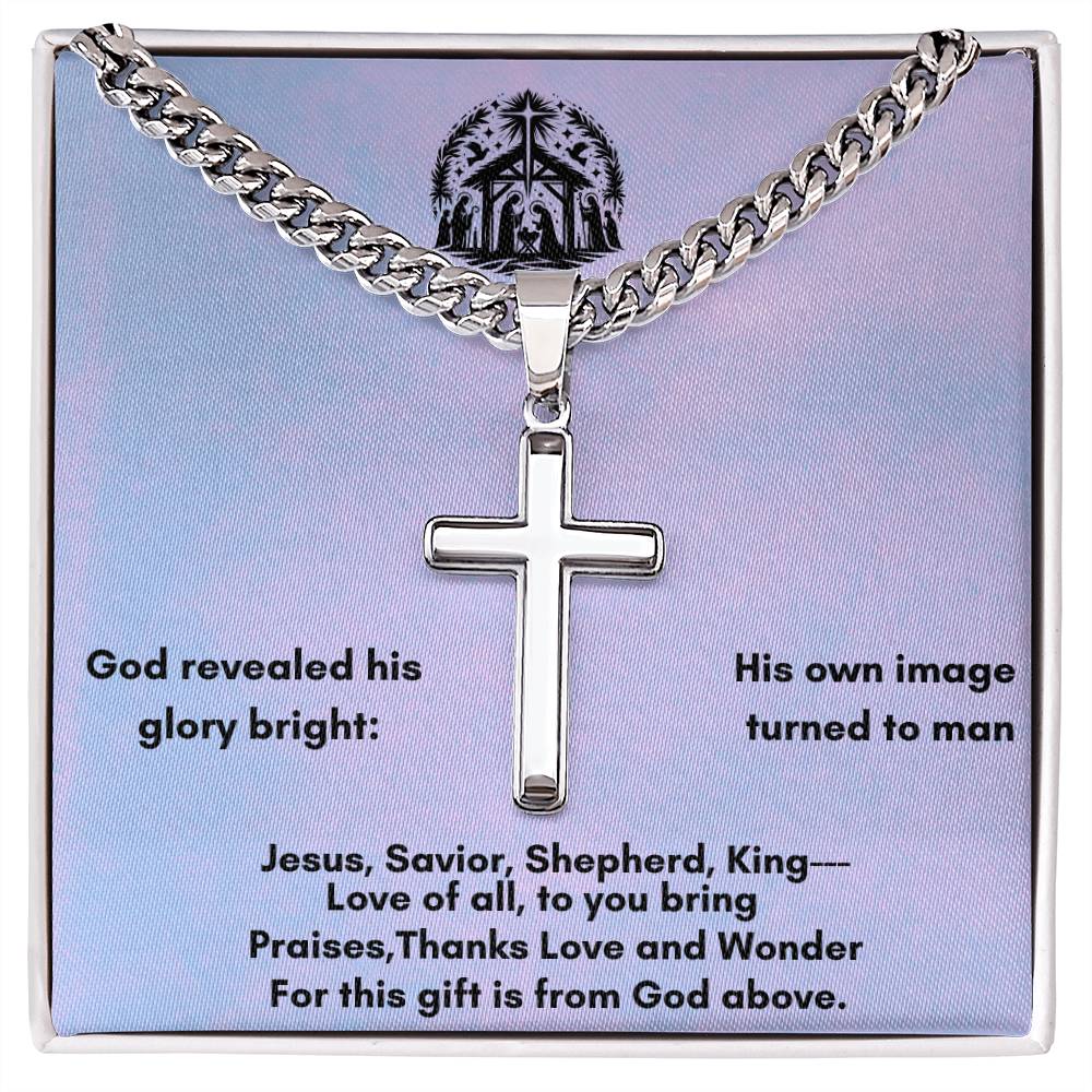 Artisan Cross Necklace with Cuban Chain - A Personal Touch for Every Occasion