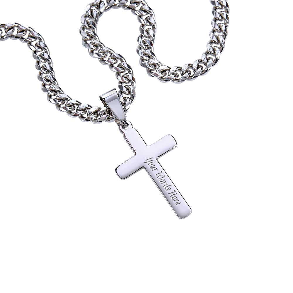 Artisan Cross Necklace with Cuban Chain - A Personal Touch for Every Occasion