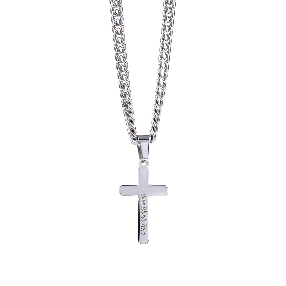 Personalized Cross Necklace on a Cuban Chain - A Timeless Treasure