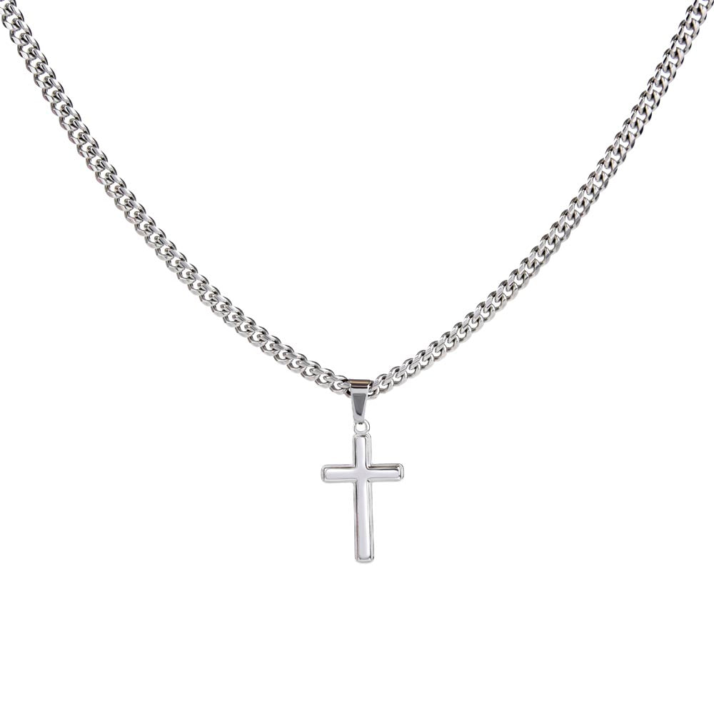 Personalized Cross Necklace on a Cuban Chain - A Timeless Treasure