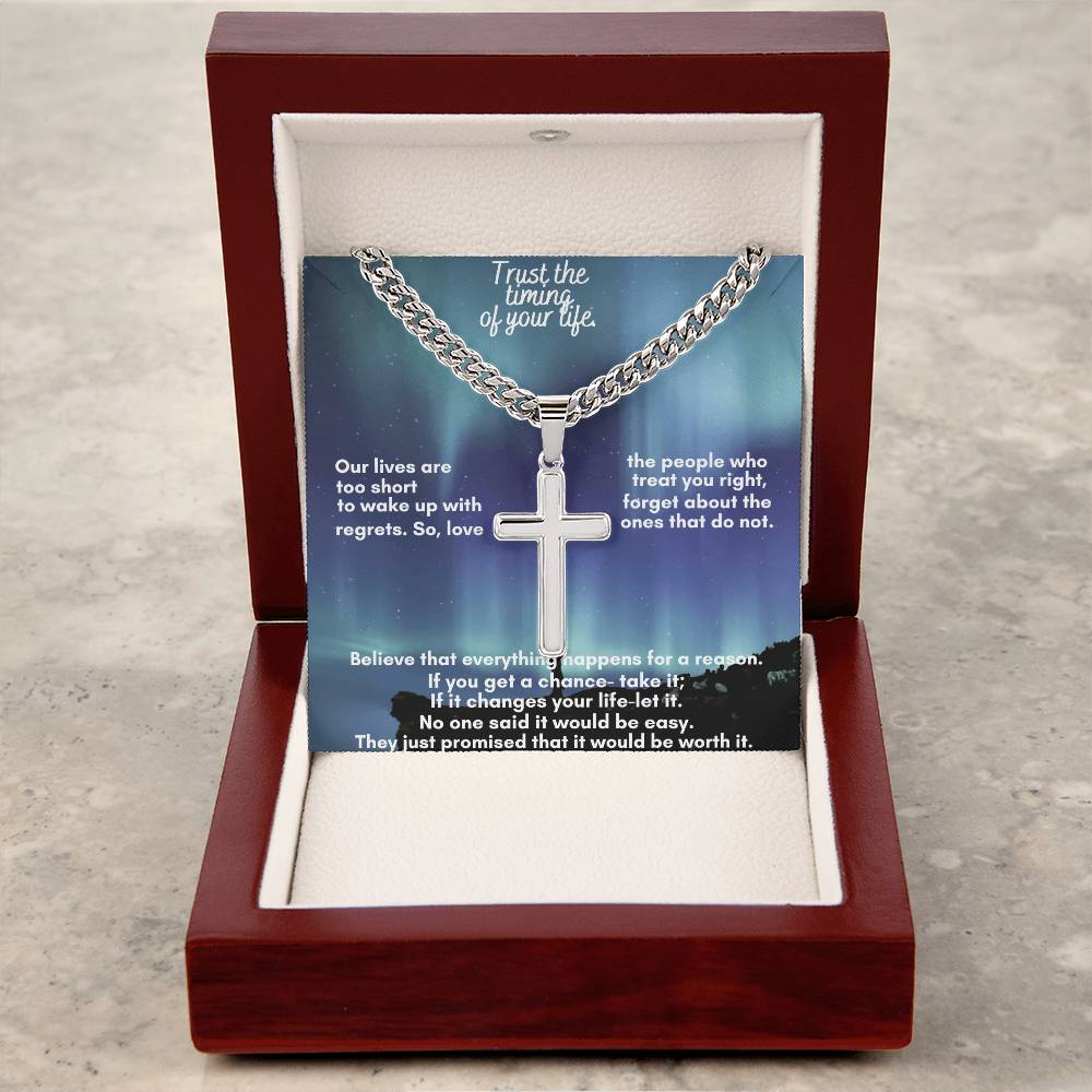 Personalized Cuban Chain Necklace with Artisan Cross – A Meaningful Gift