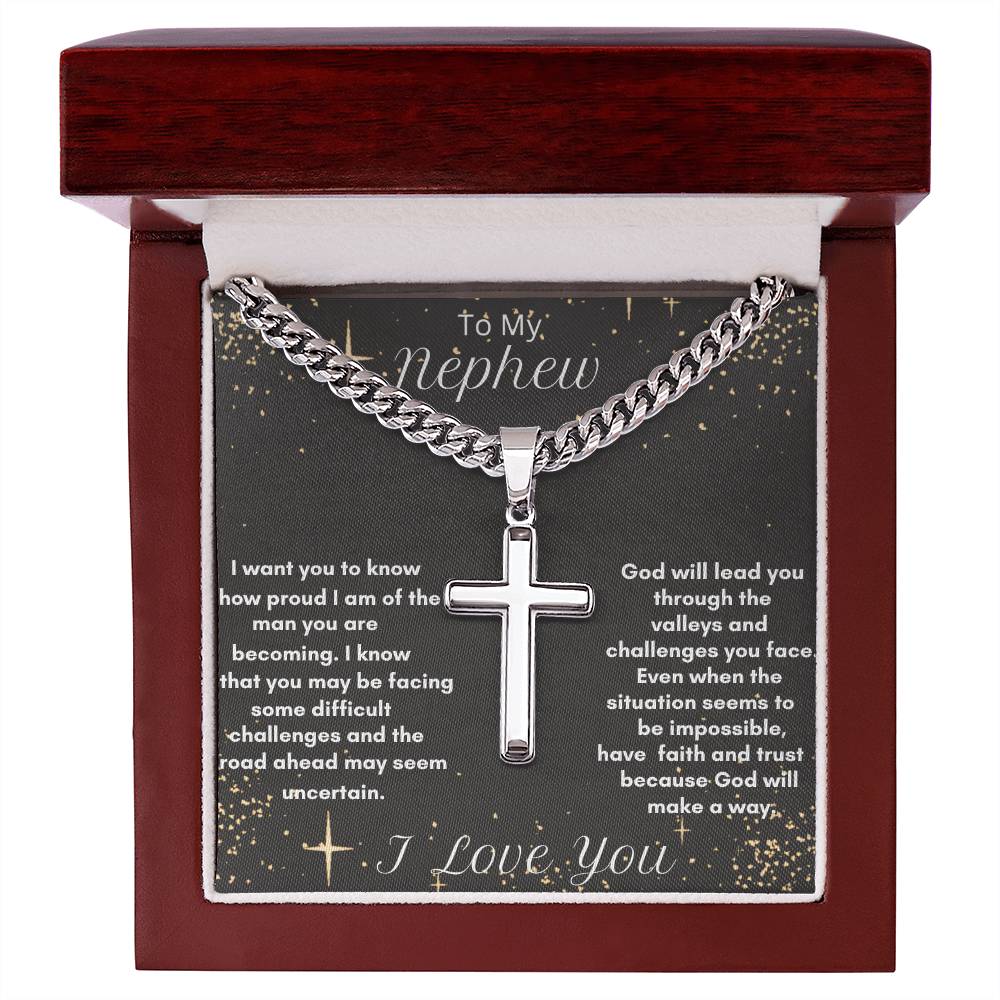 Elegant Cuban Chain Cross Necklace - A Personal Touch to Your Faith