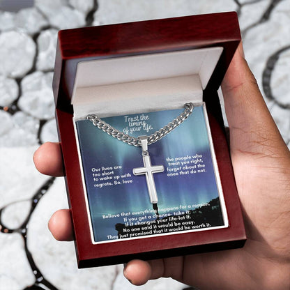 Personalized Cuban Chain Necklace with Artisan Cross – A Meaningful Gift