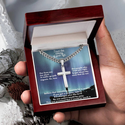 Personalized Cuban Chain Necklace with Artisan Cross – A Meaningful Gift