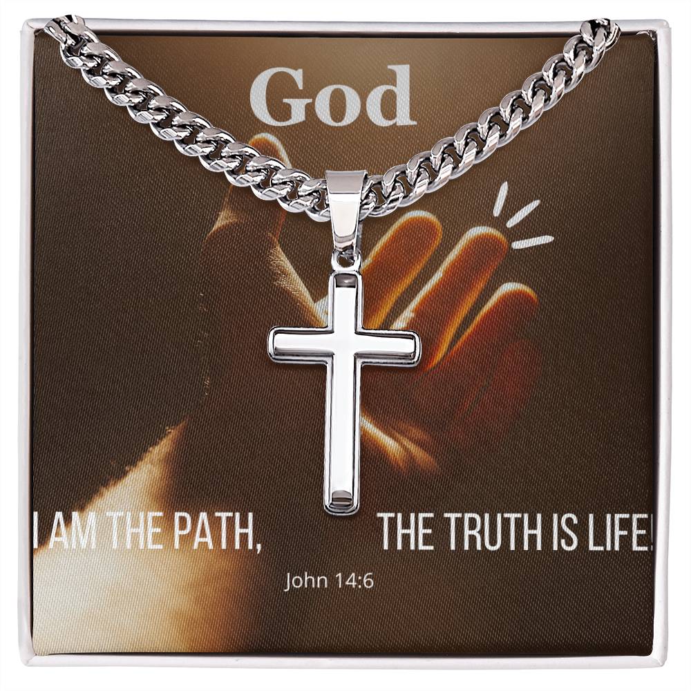 Transform Your Look with Our Artisan Cross Necklace with Cuban Chain