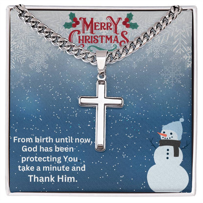 Cuban Chain with Artisan Cross Necklace