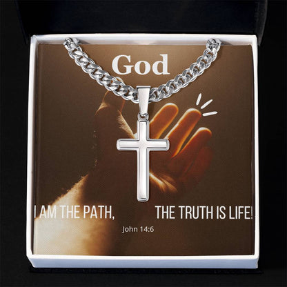 Transform Your Look with Our Artisan Cross Necklace with Cuban Chain