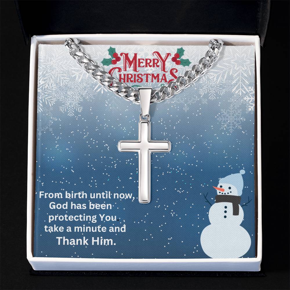 Cuban Chain with Artisan Cross Necklace