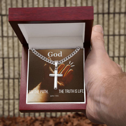 Transform Your Look with Our Artisan Cross Necklace with Cuban Chain