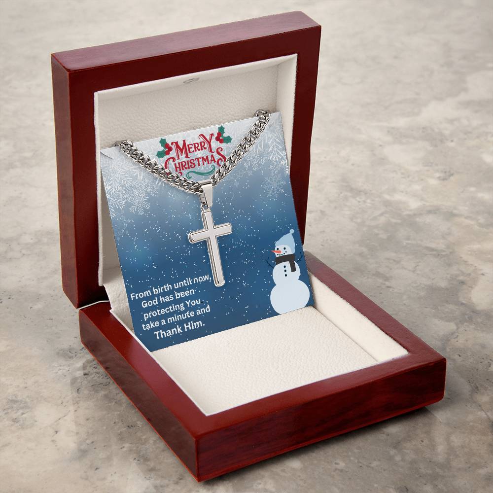 Cuban Chain with Artisan Cross Necklace