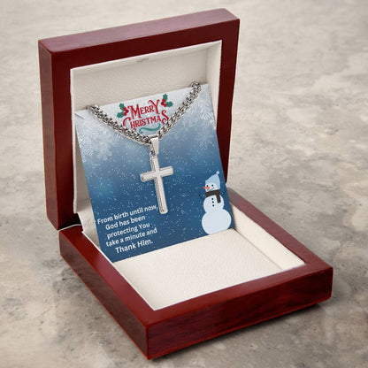 Cuban Chain Artisan Cross Necklace - Wear Your Faith with Style