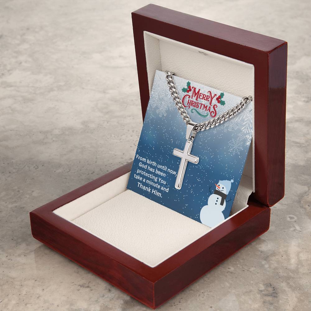 Cuban Chain Artisan Cross Necklace - Wear Your Faith with Style