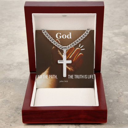 Transform Your Look with Our Artisan Cross Necklace with Cuban Chain