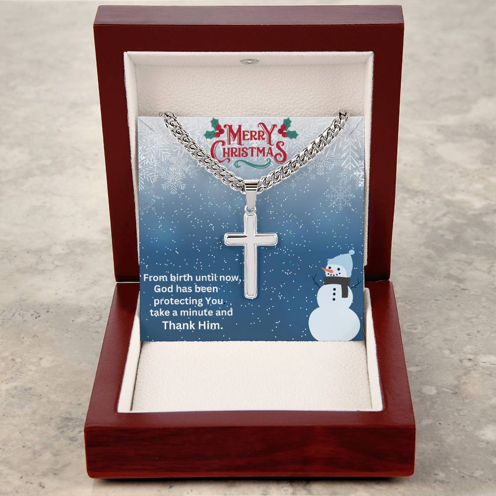 Cuban Chain with Artisan Cross Necklace