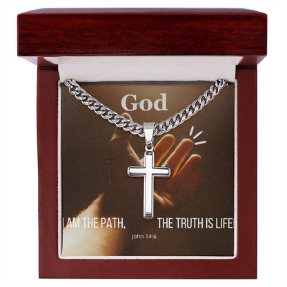 Transform Your Look with Our Artisan Cross Necklace with Cuban Chain