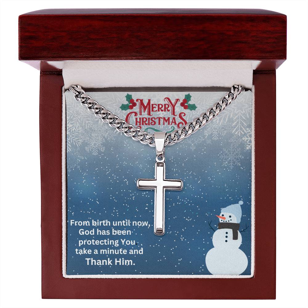 Cuban Chain with Artisan Cross Necklace