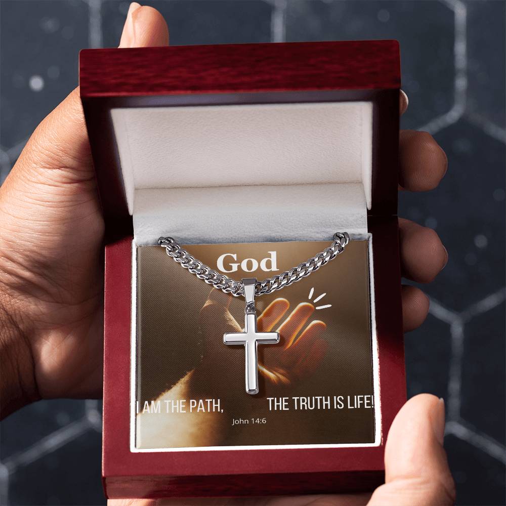 Transform Your Look with Our Artisan Cross Necklace with Cuban Chain