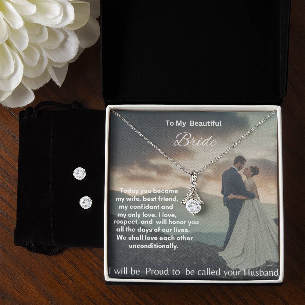 Alluring Beauty Necklace &amp; Earring Set: Dazzle Her Special Day