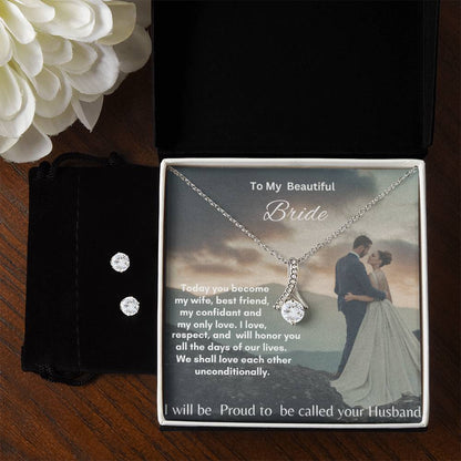 Alluring Beauty Necklace &amp; Earring Set: Dazzle Her Special Day