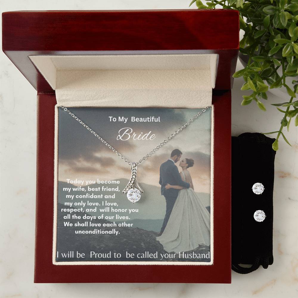 Alluring Beauty Necklace &amp; Earring Set: Dazzle Her Special Day
