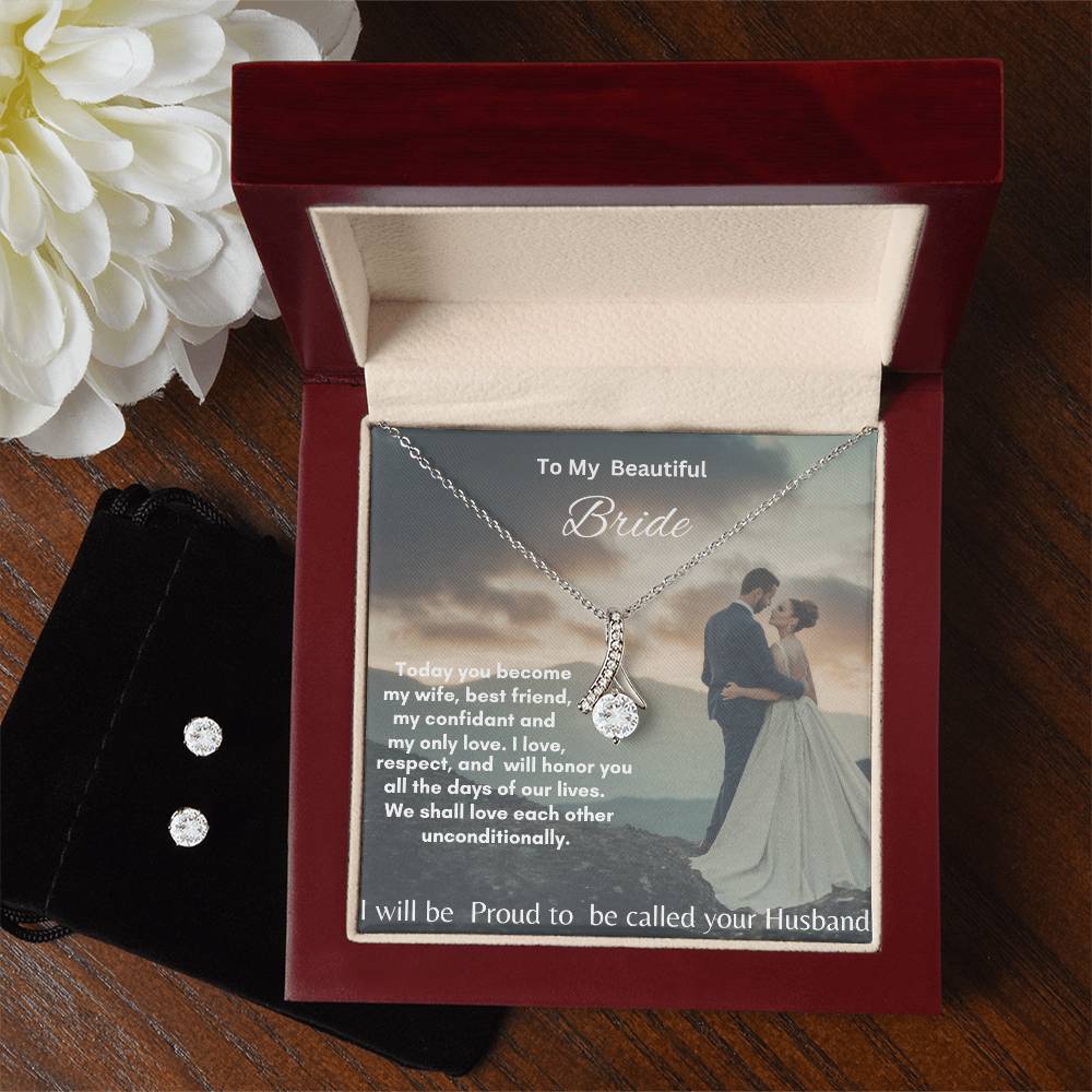 Alluring Beauty Necklace &amp; Earring Set: Dazzle Her Special Day