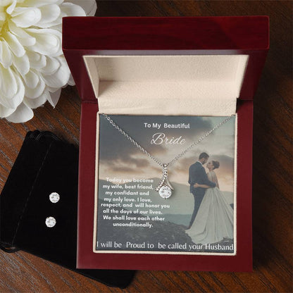 Alluring Beauty Necklace &amp; Earring Set: Dazzle Her Special Day