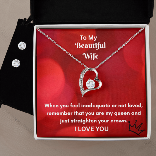 Love Forever Necklace and Cubic Zirconia Earring Set