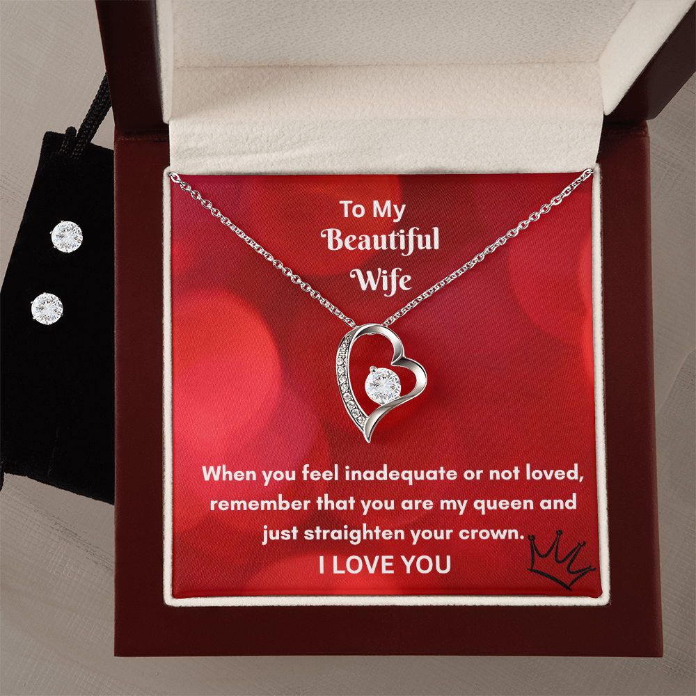 Love Forever Necklace and Cubic Zirconia Earring Set