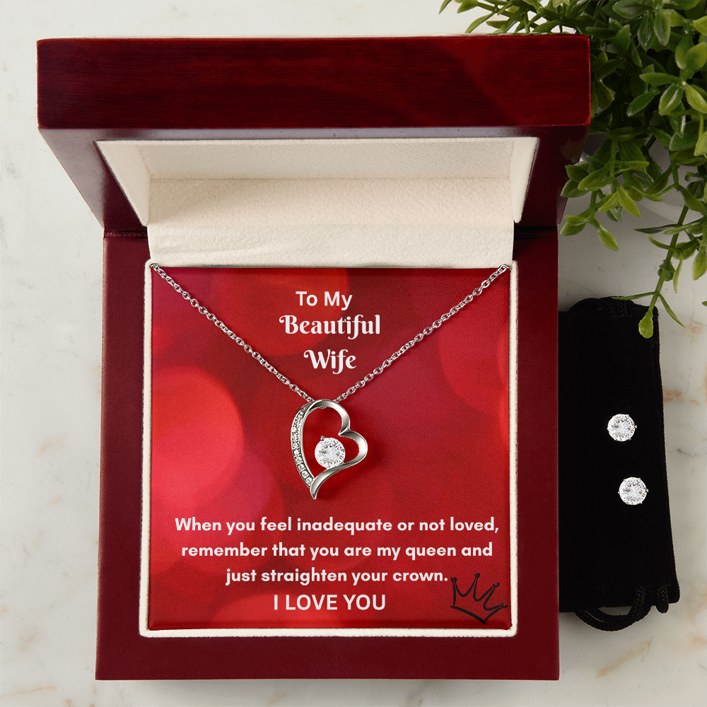 Love Forever Necklace and Cubic Zirconia Earring Set