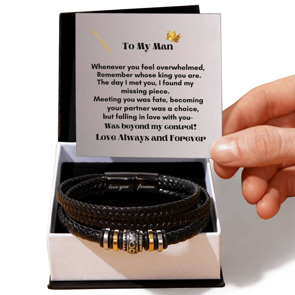 Men Love Bracelet: Eternal Love Engraved Leather Gift for Him