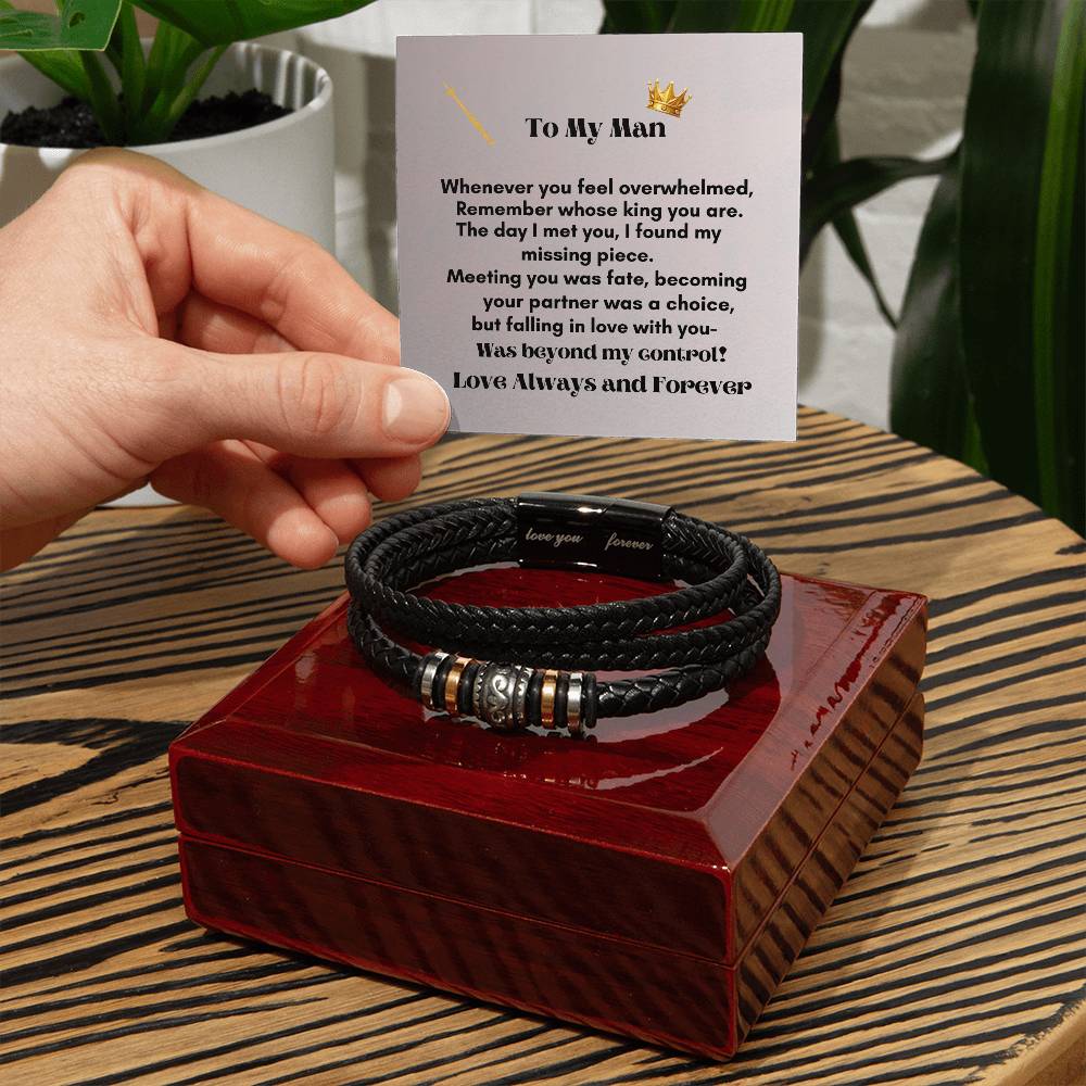Men Love Bracelet: Eternal Love Engraved Leather Gift for Him