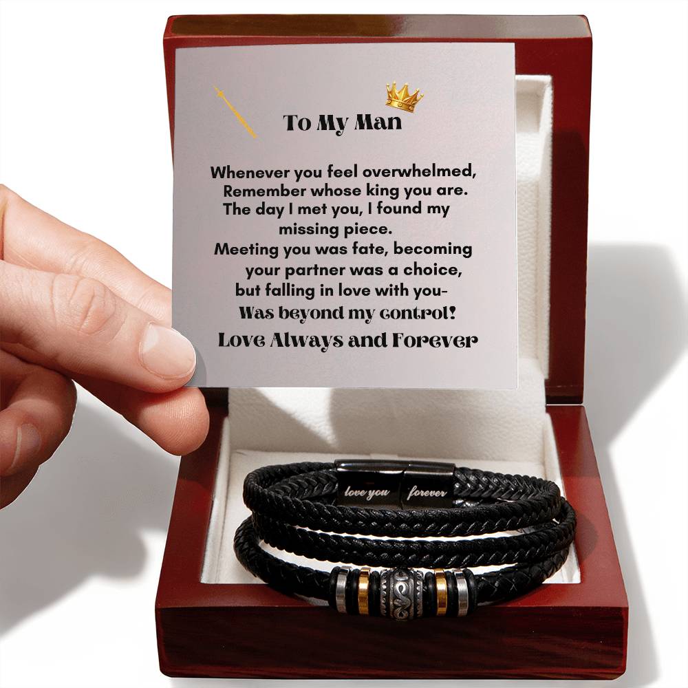 Men Love Bracelet: Eternal Love Engraved Leather Gift for Him