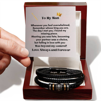 Men Love Bracelet: Eternal Love Engraved Leather Gift for Him