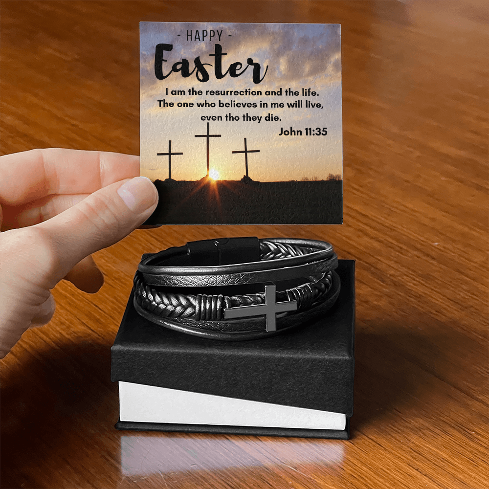 Men's Cross Leather Bracelet