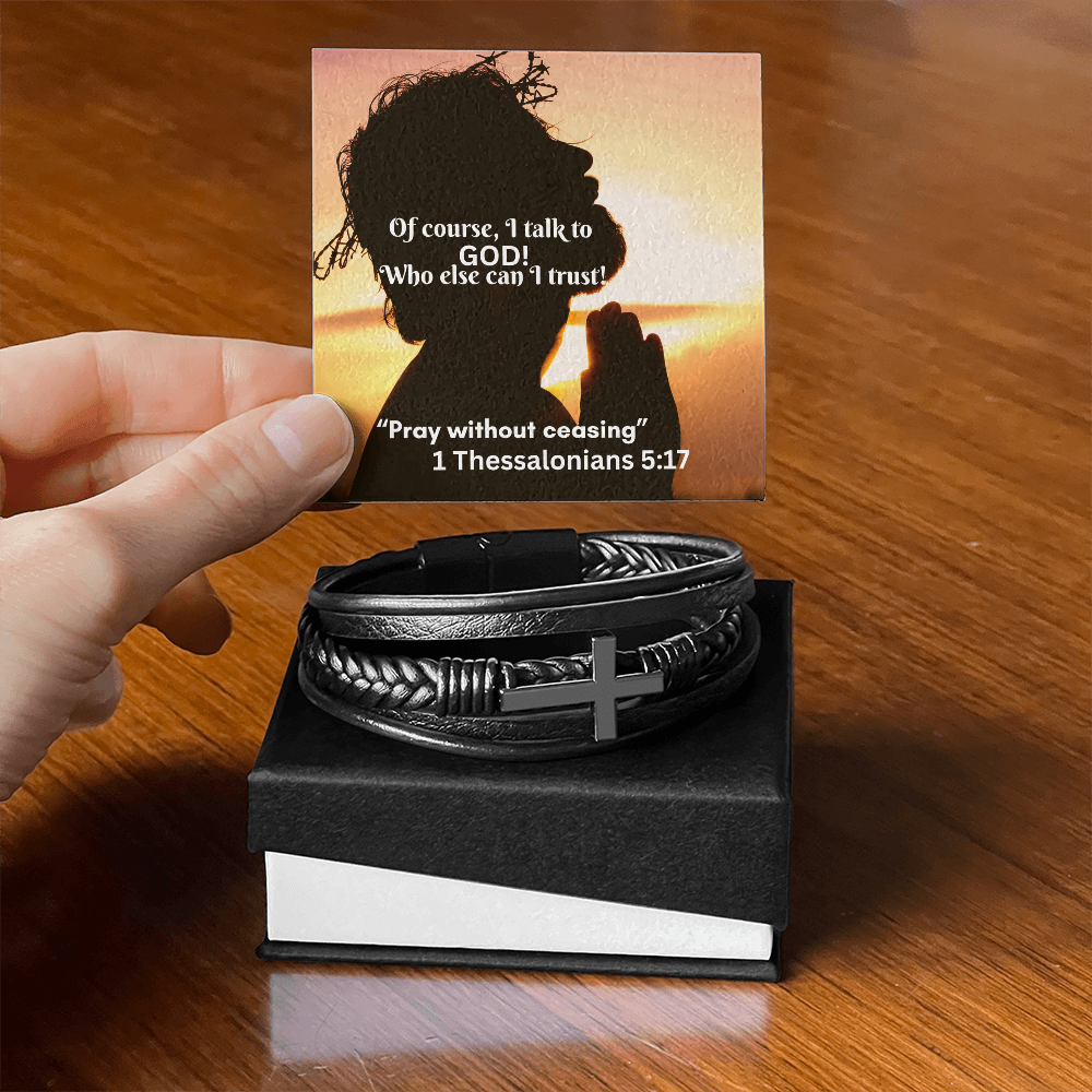 Men's Cross Leather Bracelet