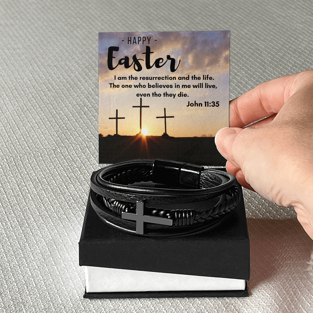 Men's Cross Leather Bracelet