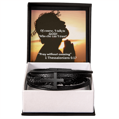 Men's Cross Leather Bracelet