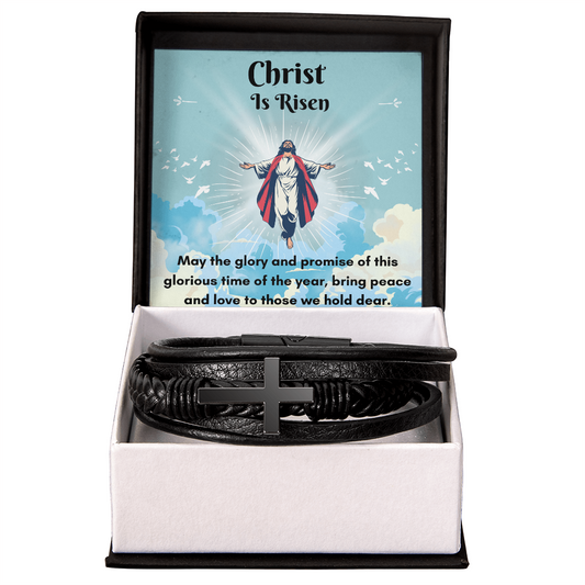 Men's Cross Leather Bracelet