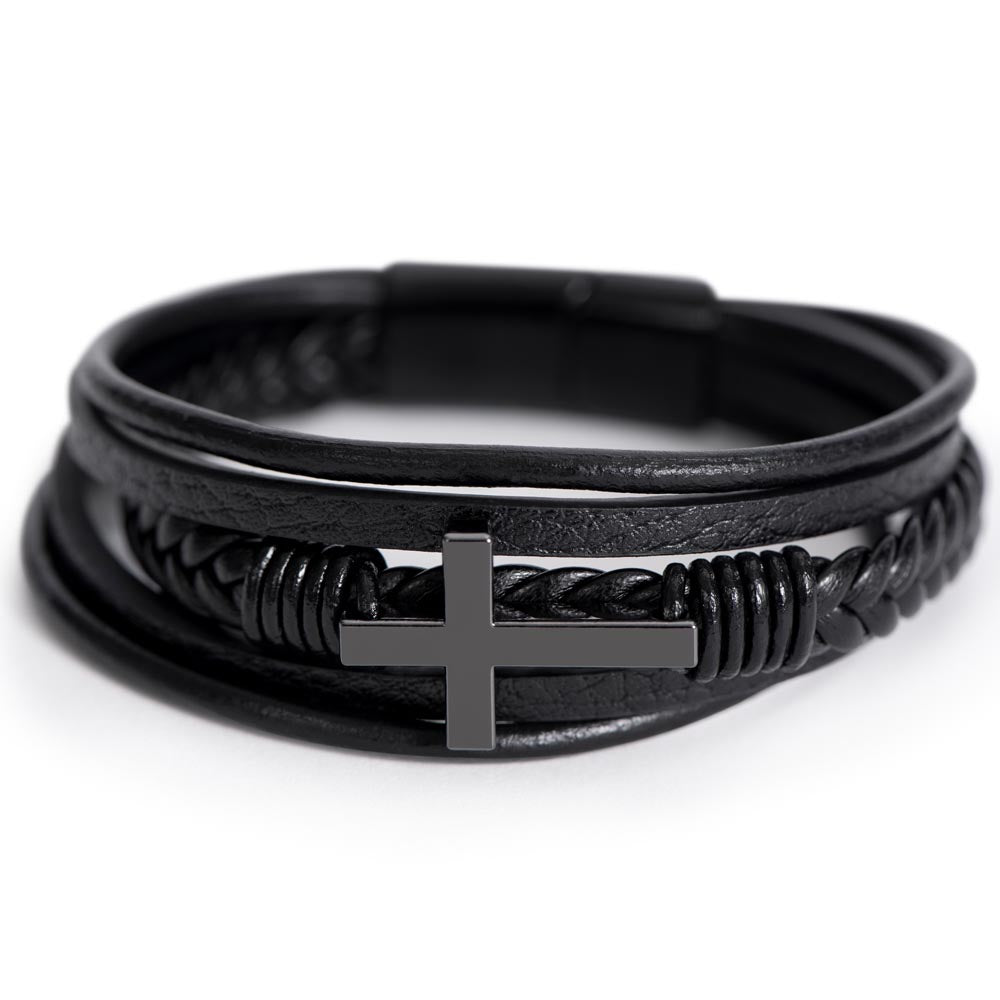 Men's Cross Leather Bracelet