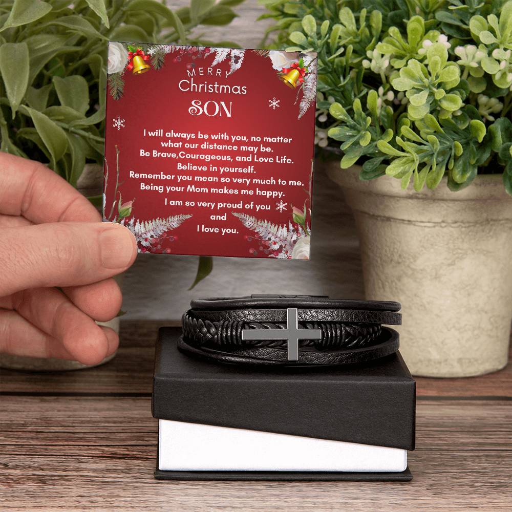 Son's Cross Leather Keepsake Bracelet