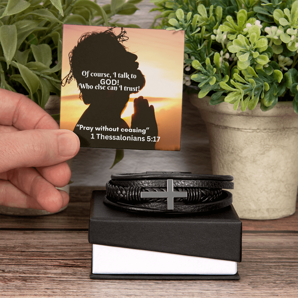 Men's Cross Leather Bracelet