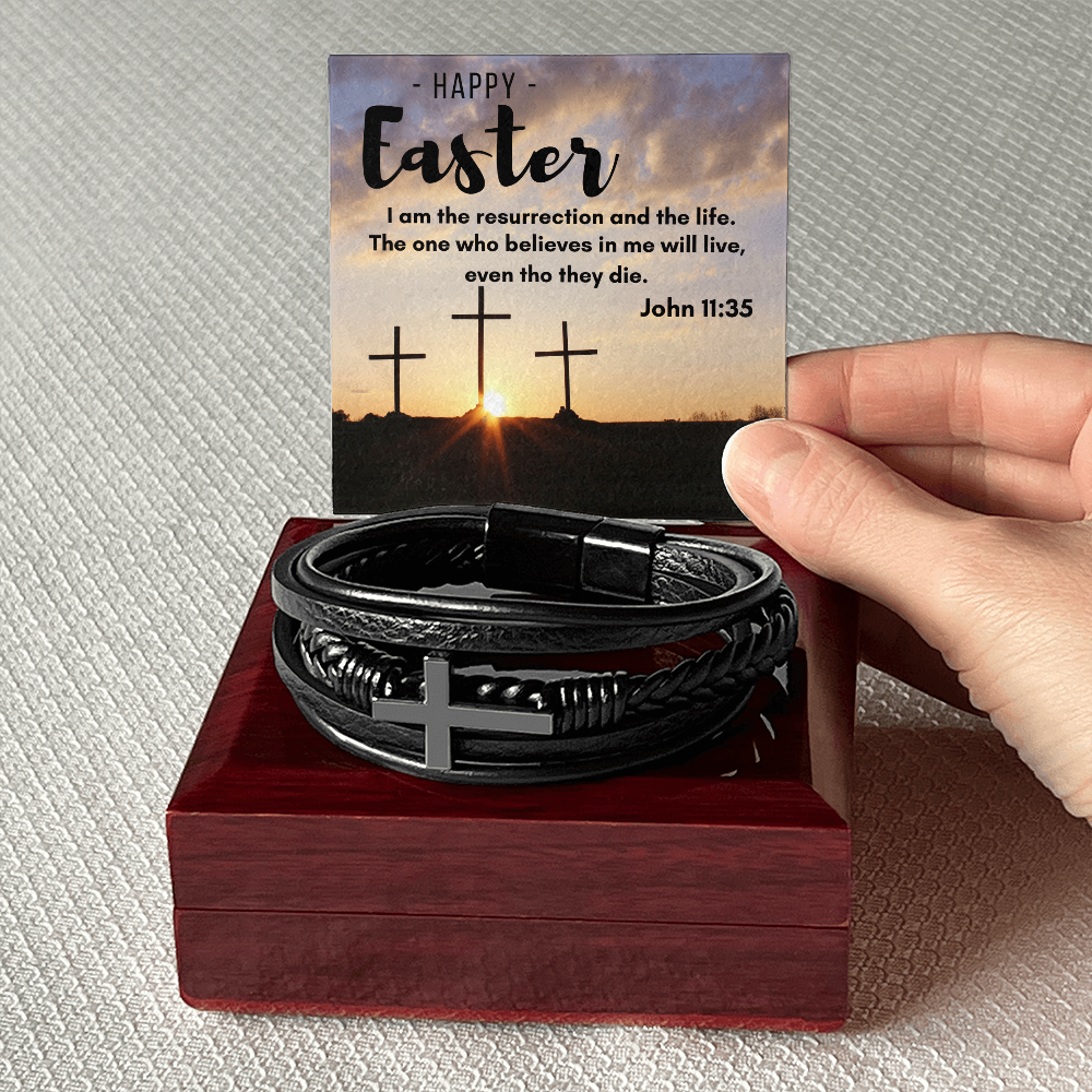 Men's Cross Leather Bracelet