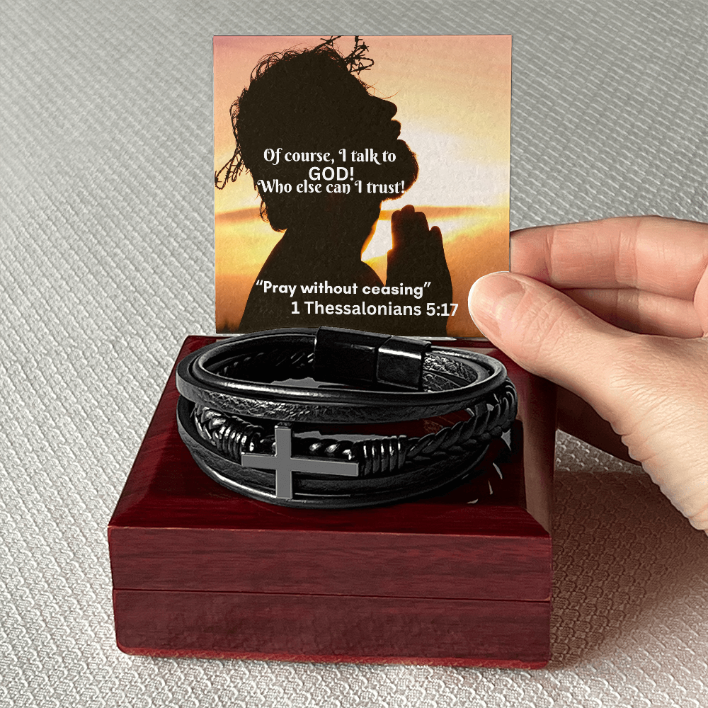 Men's Cross Leather Bracelet