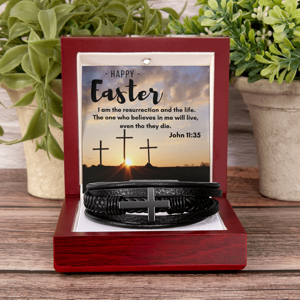 Men's Cross Leather Bracelet