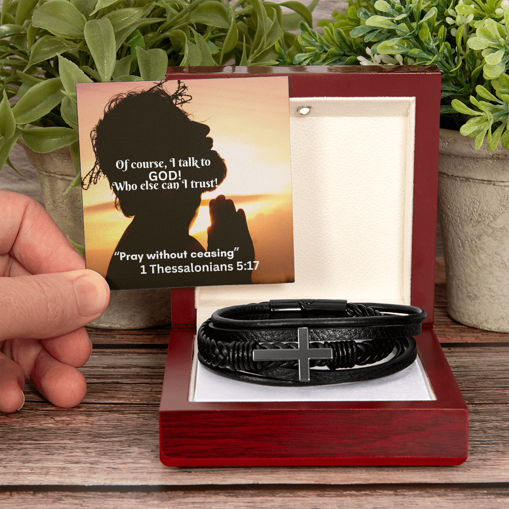 Men's Cross Leather Bracelet