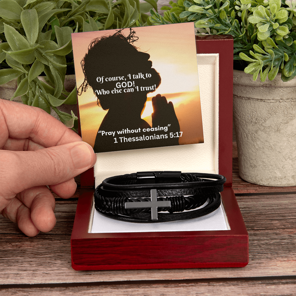 Men's Cross Leather Bracelet