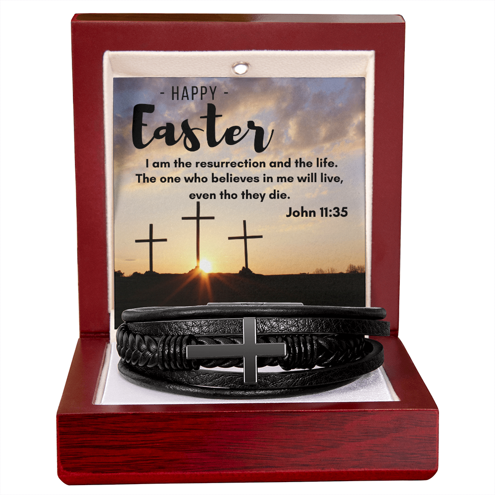 Men's Cross Leather Bracelet